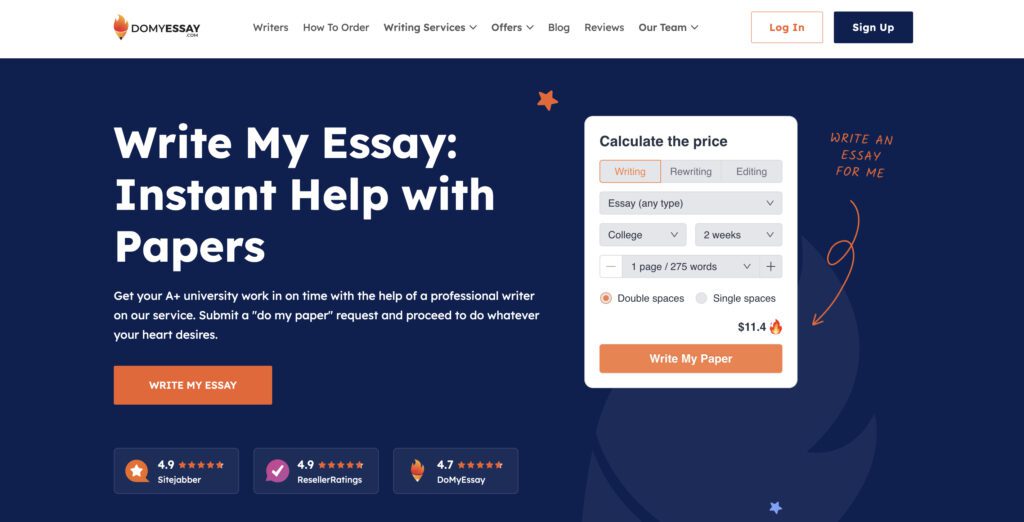Online essay writer's screenshot