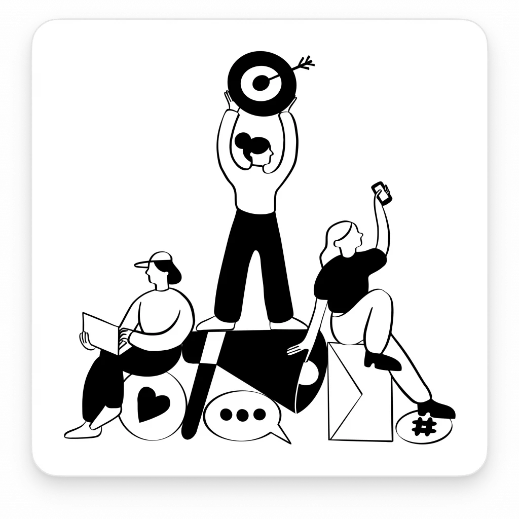 minimalistic illustration of social media team